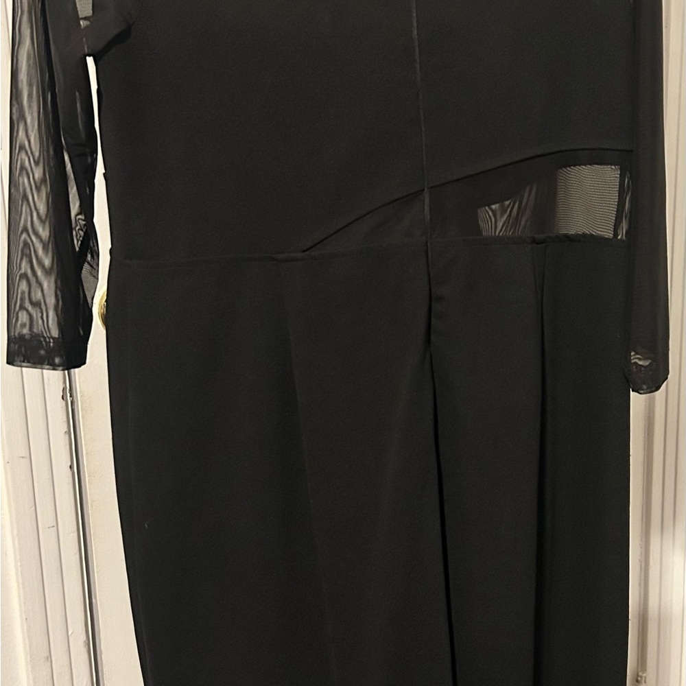 Fashion Nova Black Mesh Long Sleeve Jumpsuit